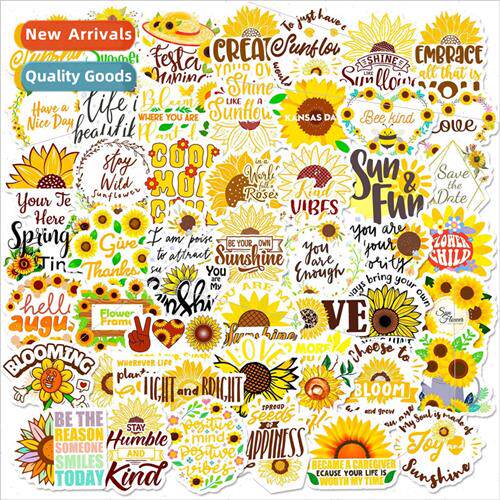 50 sunflower English word stickers small fresh ins  sunflowe