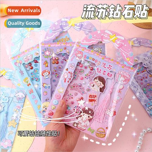 Childrens tassel diamond stickers cute little girl gemstone