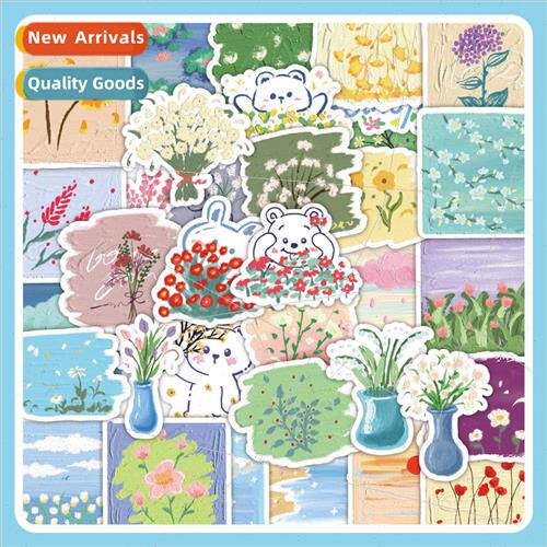 60 spring gentle wind flower stickers ring creation landscap