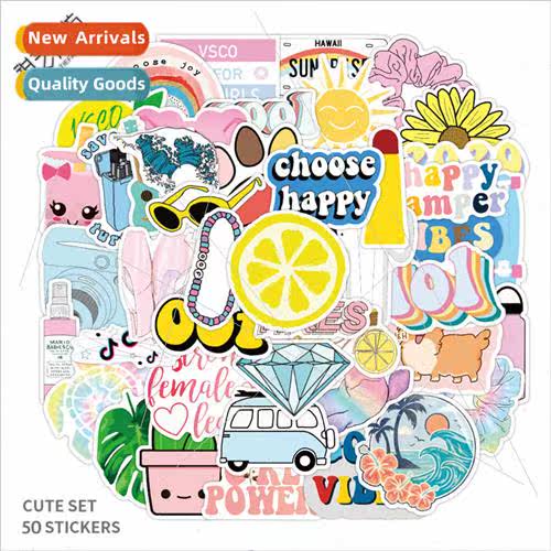50 new ins colorful small fresh stickers waterproof luggage
