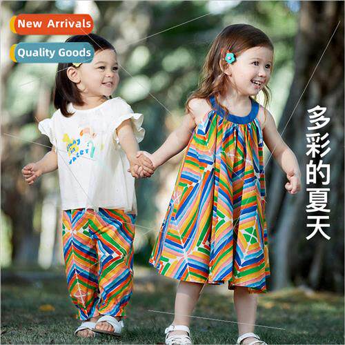 2023 summer new sister dress girls 适用eign  sleeveless dres
