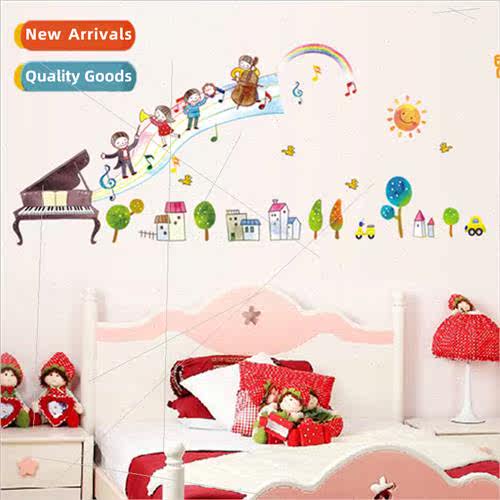 Cartoon musical notes wall stickers living room bedroom chil