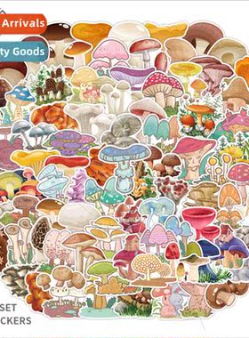 100 new self-created plant mushroom stickers -repeating guit
