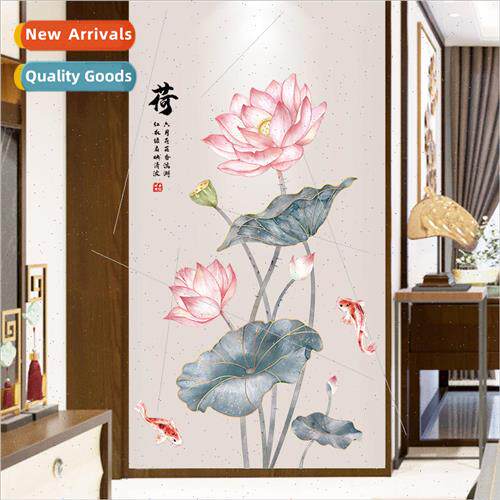 Lotus wallpaper self-adhesive 3d three-dimensional Chinese