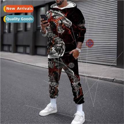 Wind Mens 3D Digital Print Animal on Hooded Pullover Sweatsh