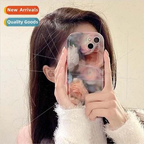 适用 iPhone12promax niche ins oil painting flower apple 13 p