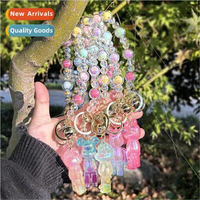 Creative machine bear beaded keychain female cute exquisite