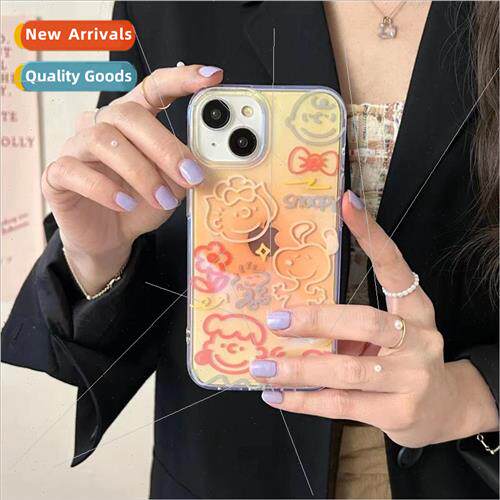 ins halo blue light line snoopy 适用 apple 13 phone case iPh