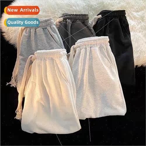 Ice silk wide-legged pants spring and fall 2021 new high-wai