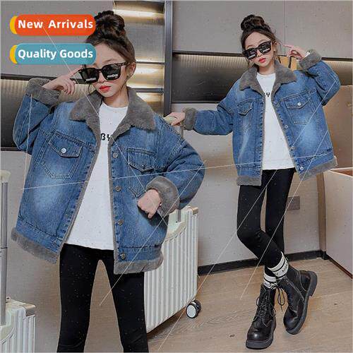Girls cowboy jacket padded thickened fall and winter 2023 ne