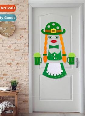 New St. Patricks Day Party Decoration Felt Door Stickers Iri