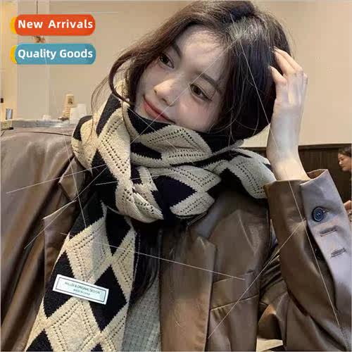 Korean  of the Arctic fleece diamond plaid scarf female wint