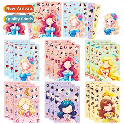 6/pack Make a face children princess face stickers shrimp ca