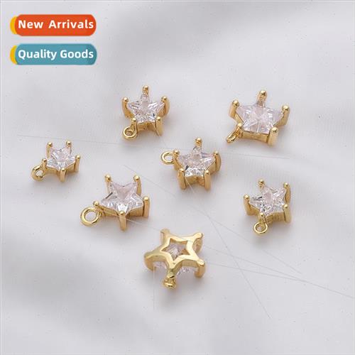 Color preservation 14K gold micro-set zirconia pentagram pen