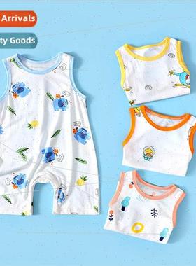 Baby boy sleeveless onesie thin section of the ice silk paja