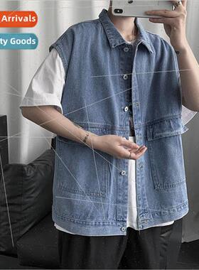 ins shoulder denim jacket jacket men spring and fall nd of K