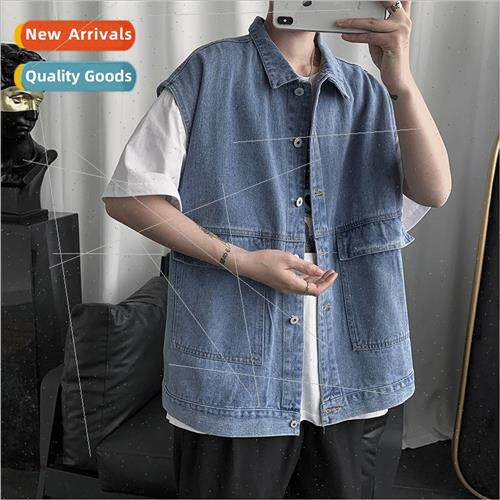 ins shoulder denim jacket jacket men spring and fall nd of K
