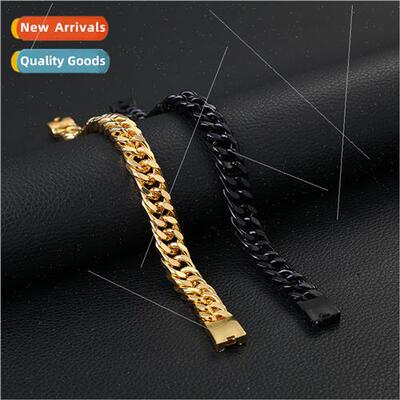 Wind Hiphop Hip Hop Bracelet  Double Buckle Gold-Plated Mens