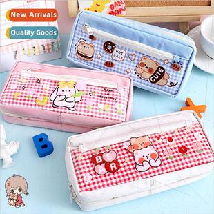 Cute pencil bag strawberry rabbit cartoon multifunctional tr