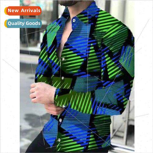 Mens long-sleeved shirt British  youth fashion casual 3D dig