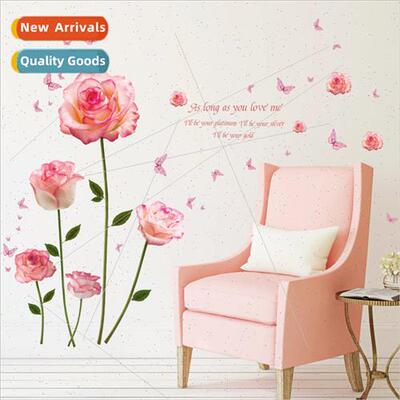 Pink Rose Wall Stickers Romantic Bedroom ving Room