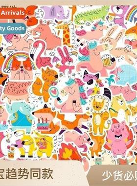 50 self-created cute animal stickers personalized ins  girl