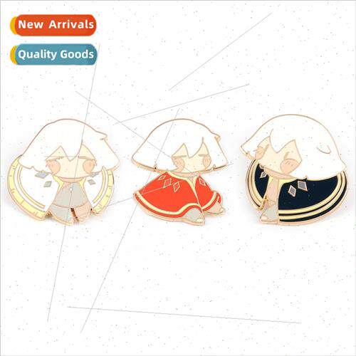 Sky light encounter around cartoon cute flat mushroom brooch