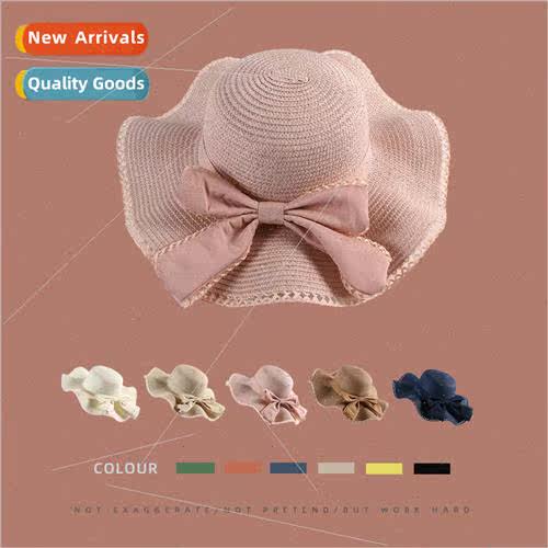 Summer bow hat large brim straw hat outdoor beach sun hat Ko