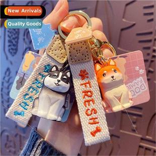 dog family creative carving cute wind female Wood keychain