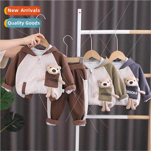 Boys fall 2023 fall new handsome cute bear head hooded zippe