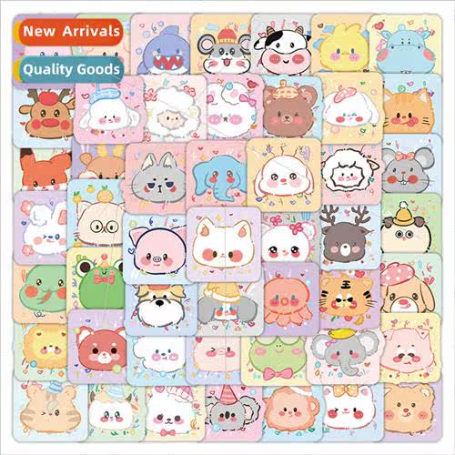 60 cartoon shiny bright animal handbook stickers decorative