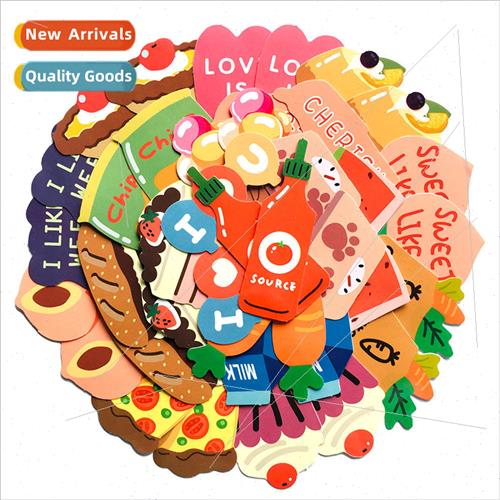 Colorful Korean food 40 stickers hand-drawn pizza potato chi