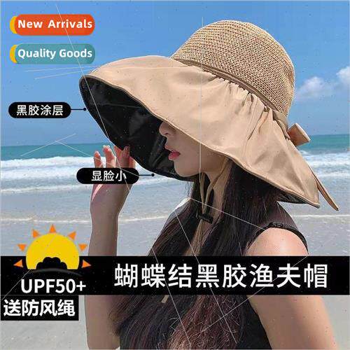 Sunscreen sun hat hollowed out breathable bow vinyl beach ha