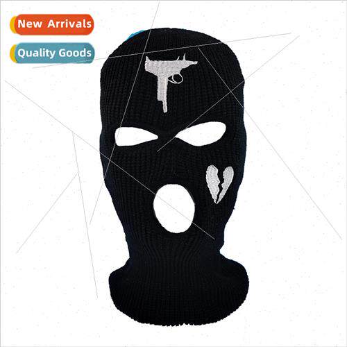 Embroidered acrylic 3-hole cap ski mask