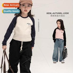 bottoming shirt 2023 Girls new smiley fall Korean embroidery