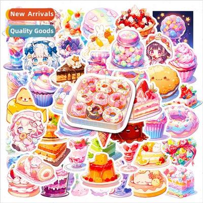 50 Cute Cure Dessert Cartoon Stickers Girl Heart Dessert Kid