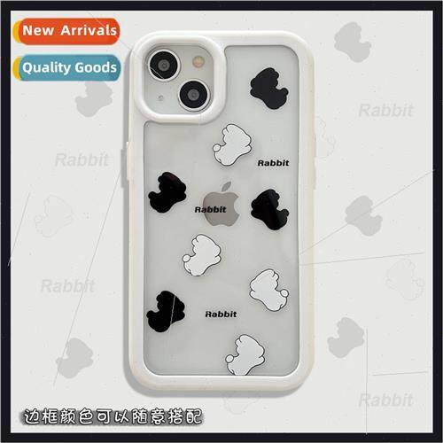 Cartoon cute black and white rabbit 适用 Apple 13 phone case
