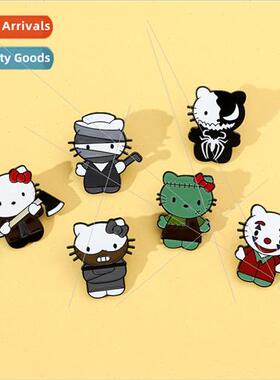 Cartoon cute kt cat brooch Sanrio metal badge Halloween horr