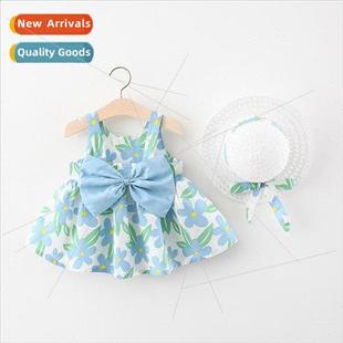 summer dress bow halter flowers the girls Korean little