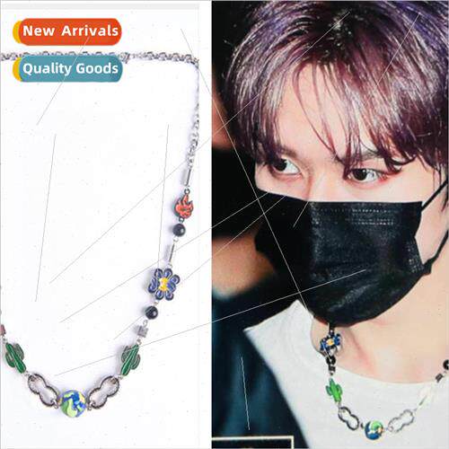 STRAYKIDS Lee Min Ho Leeknow tong Flower Necklace Mens Hip H