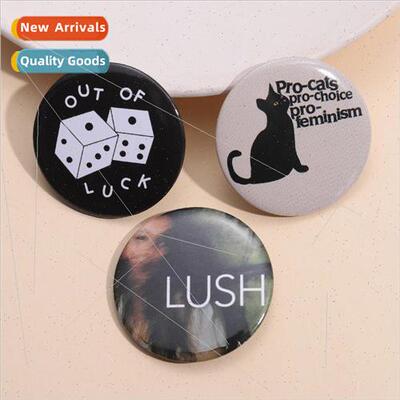 Creative cartoon round cat shape tinplate pin ins personalit