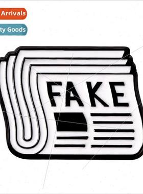 Jewelry Newspaper FAKE metal brooch creative versatile lette