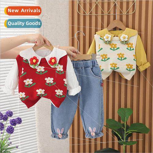 2023 new baby girl long-sleeved suit princess wind vest swea