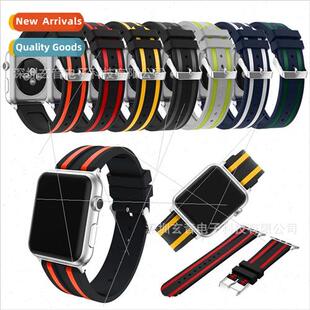 适用 apple apple watch two color double stripes silicone wat