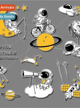 Cartoon cute space astronaut stickers luggage laptop flat wa