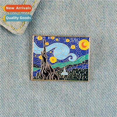 Jewelry Van Gogh oil painting starry night moon cartoon  of