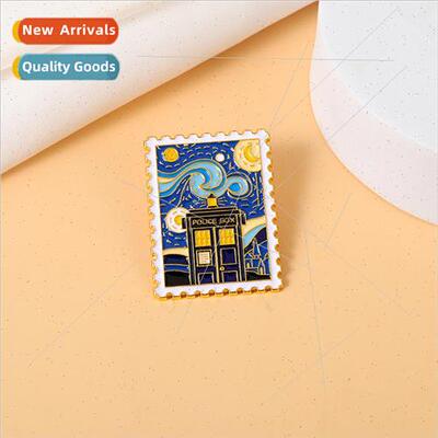 Creative Photo Frame Brooch Van Goghs Brooch Geometric Metal