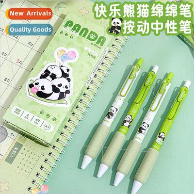 Panda Flower Soft Grip Oval Pen Push Action Pen High Color C