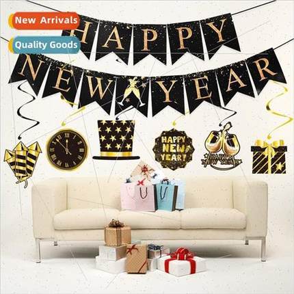 2024 New Year letter tag pull Happy New Year spiral party wi