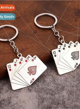 mulation playing cards metal key pendant key ring accessorie